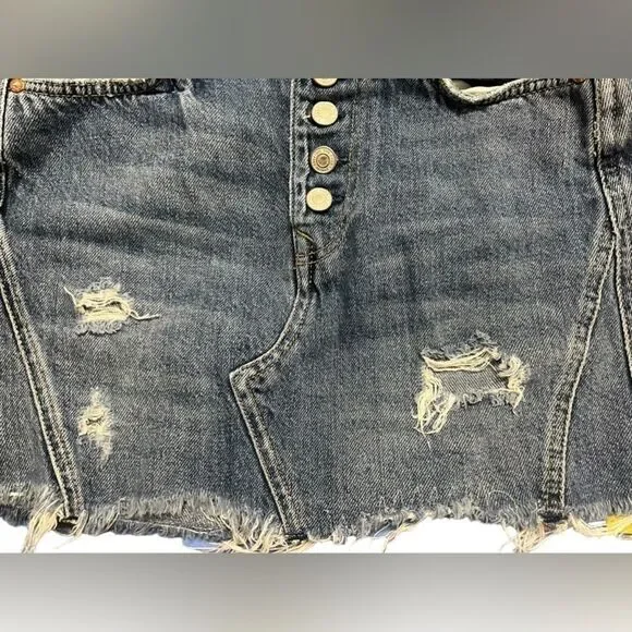 Free People We The Free Harvey
Distressed Blue Denim Jean Mini Skirt 26 - Picture 3 of 14